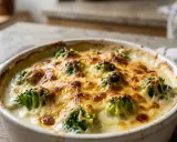 Un gratin de brocolis crémeux et doré, parfait pour une recette réconfortante.