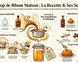Recette de sirop de rhum maison : sucre, eau, rhum brun. Idéal pour imbiber babas et gâteaux, ou pour sucrer vos cocktails.