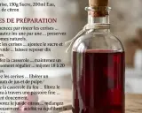 Bouteille en verre remplie d'un sirop fruité rouge, fait maison. Recette de sirop fruit rouge.