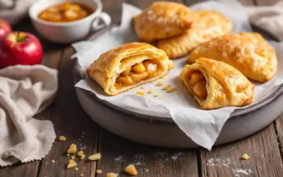 Délicieux chaussons aux pommes dorés, garniture généreuse de pommes fondantes. Une gourmandise réconfortante.