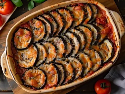 Gratin d'aubergines au fromage fondant, une recette aubergine enfant facile et savoureuse. Parfait pour les petits gourmands !