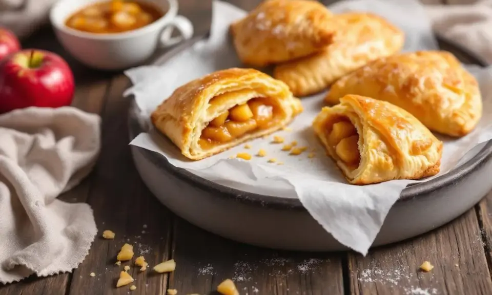 Délicieux chaussons aux pommes dorés, garniture généreuse de pommes fondantes. Une gourmandise réconfortante.